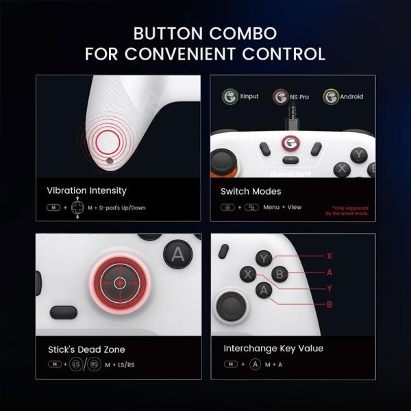 دسته بازی حرفه ای بیسیم PC/Android/iOS/NIntendo گیمسر Gamesir T4n Nova Lite White