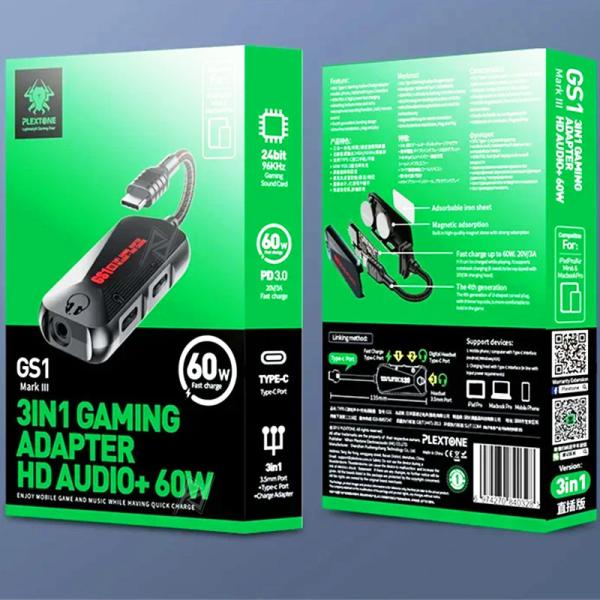 مبدل تایپ سی گیمینگ پلکستون Plextone GS1 Type-C