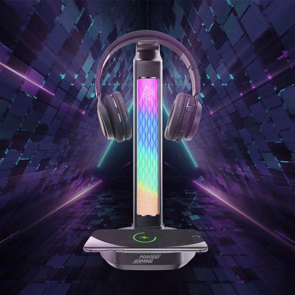 استند هدفون RGB و شارژر بیسیم پرودو گیمینگ Porodo Gaming PDX527