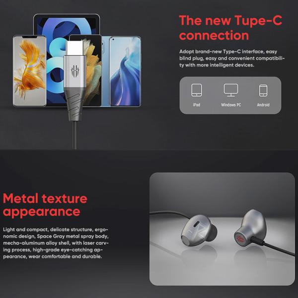 هندزفری گیمینگ سیمی تایپ سی رد مجیک Redmagic Magic Sound Type-C