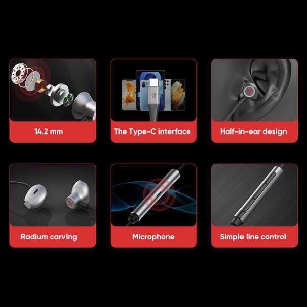 هندزفری گیمینگ سیمی تایپ سی رد مجیک Redmagic Magic Sound Type-C