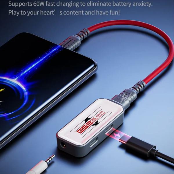 مبدل تایپ سی گیمینگ 60W موبایل و آیپد پلکستون Plextone GS2 Type-C