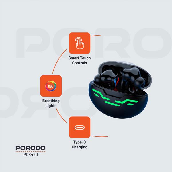 ایرپاد و هندزفری گیمینگ بیسیم پرودو گیمینگ Porodo PDX420