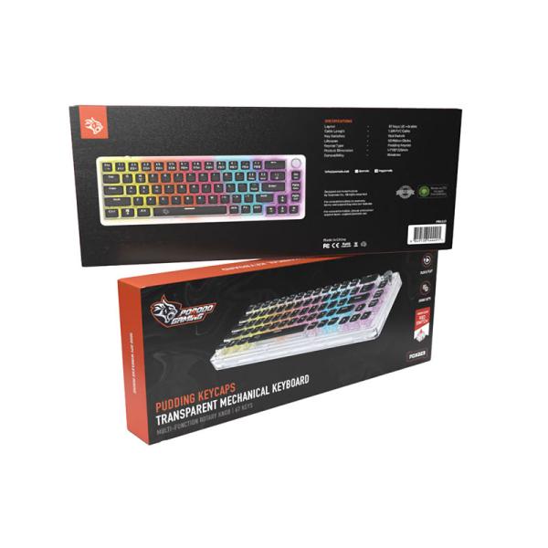 کیبورد گیمینگ شیشه ای سیمی RGB پرودو گیمینگ Porodo Gaming PDX223