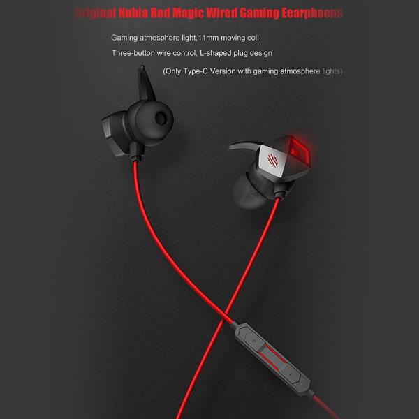 هندزفری گیمینگ سیمی تایپ سی رد مجیک Nubia Red Magic Wired Gaming Earphones Type-C