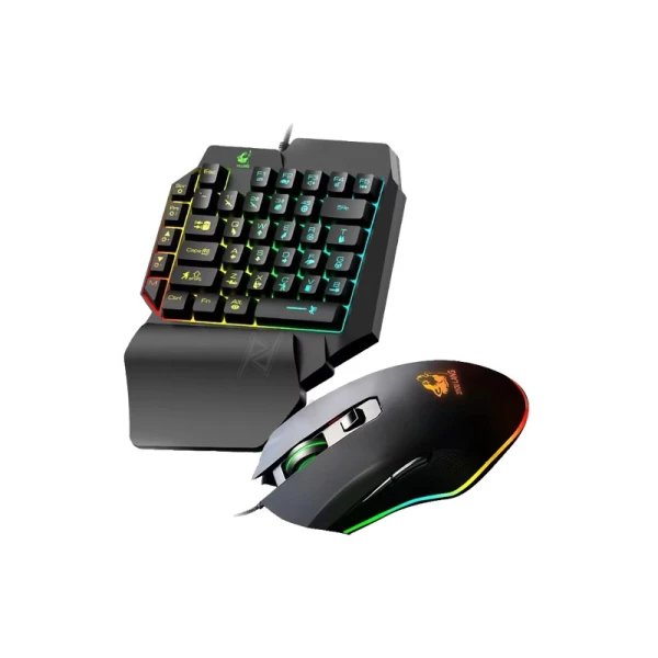 پک کیبورد تک دست و ماوس گیمینگ Freewolf T1