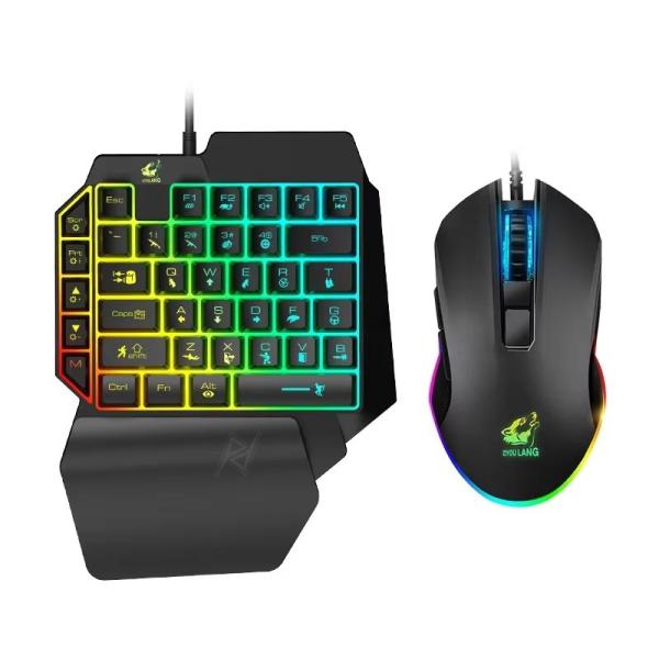 پک کیبورد تک دست و ماوس گیمینگ Freewolf T1