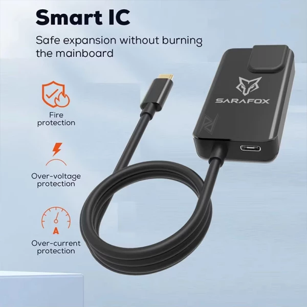 هاب گیمینگ حرفه ای 60W سارافاکس Sarafox DM5 Type-C