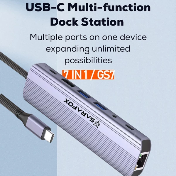 هاب و تبدیل گیمینگ حرفه ای سارافاکس Sarafox GS7 Type-C