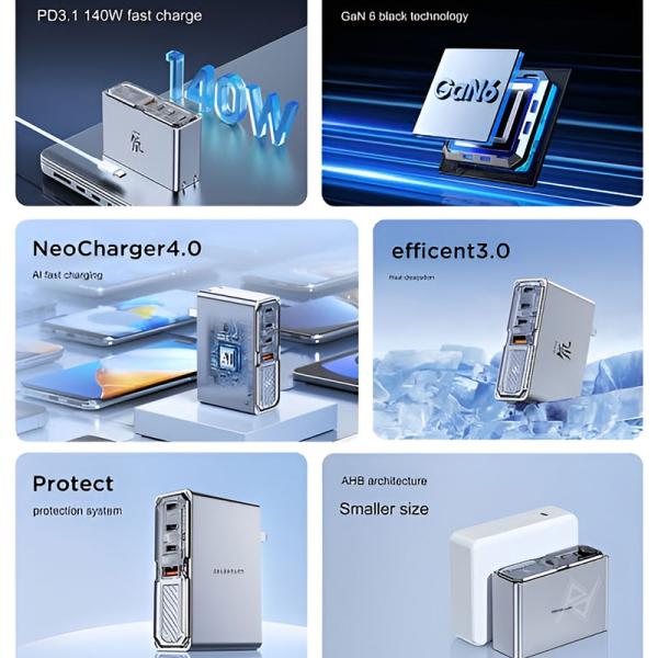 آداپتور حرفه ای و فست شارژ رد مجیک RedMagic DAO 140W Gan6 Pro Charger